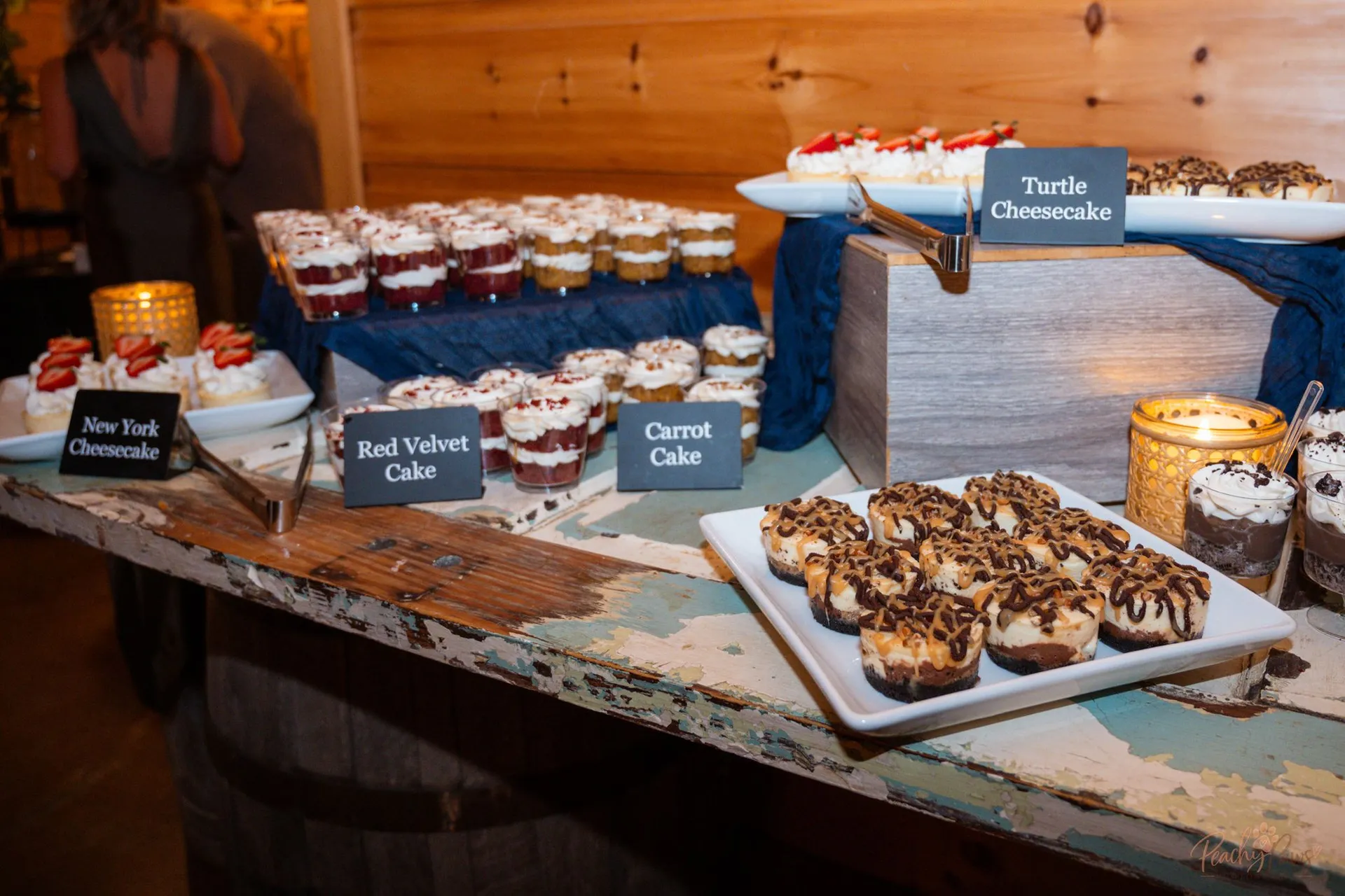 Dessert display prepared for Blue Jean Ball guests
