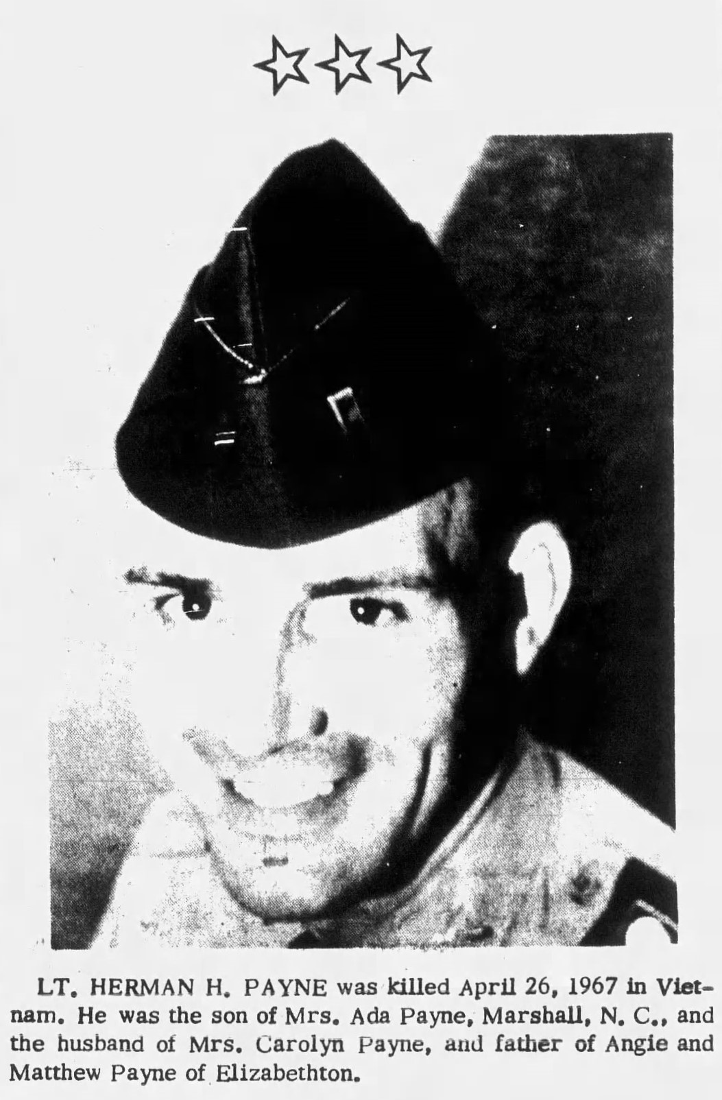 Portrait of Second Lieutenant Herman H. (Chuck) Payne
